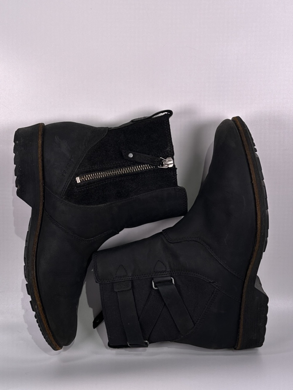 Teva Ellery Ankle WP Boot Strappy Waterproof Leather Black Size 8 - Picture 3 of 11